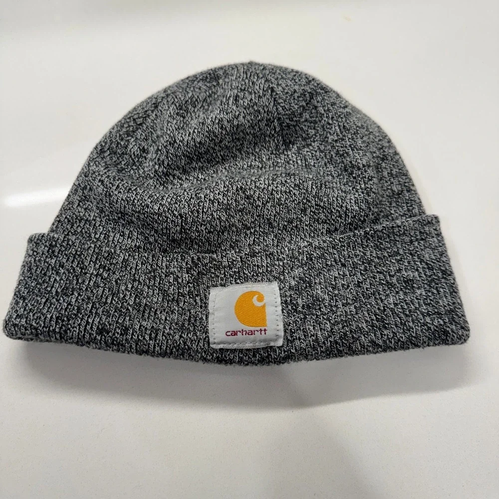 Carhartt‎ Beanie Cap Mens One Size Marled Gray  Acrylic Cuffed Workwear Knit